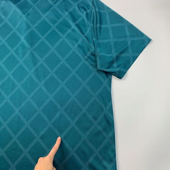 Greg Norman Polo Shirt Mens XL Glacier Green Tasso Elba Diamond Jacquard Golf - Picture 9 of 11
